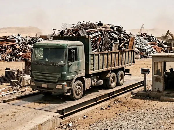 وزن شاحنة سكراب الحديد على ميزان بسكول معتمد في الدمام